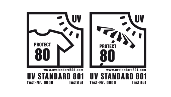 Estándar UV 801 etiquetas de productos para vestimenta (camiseta) y sombrillas (textiles para exterior)