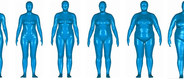 Escaneos 3D de 6 mujeres en la misma pose
