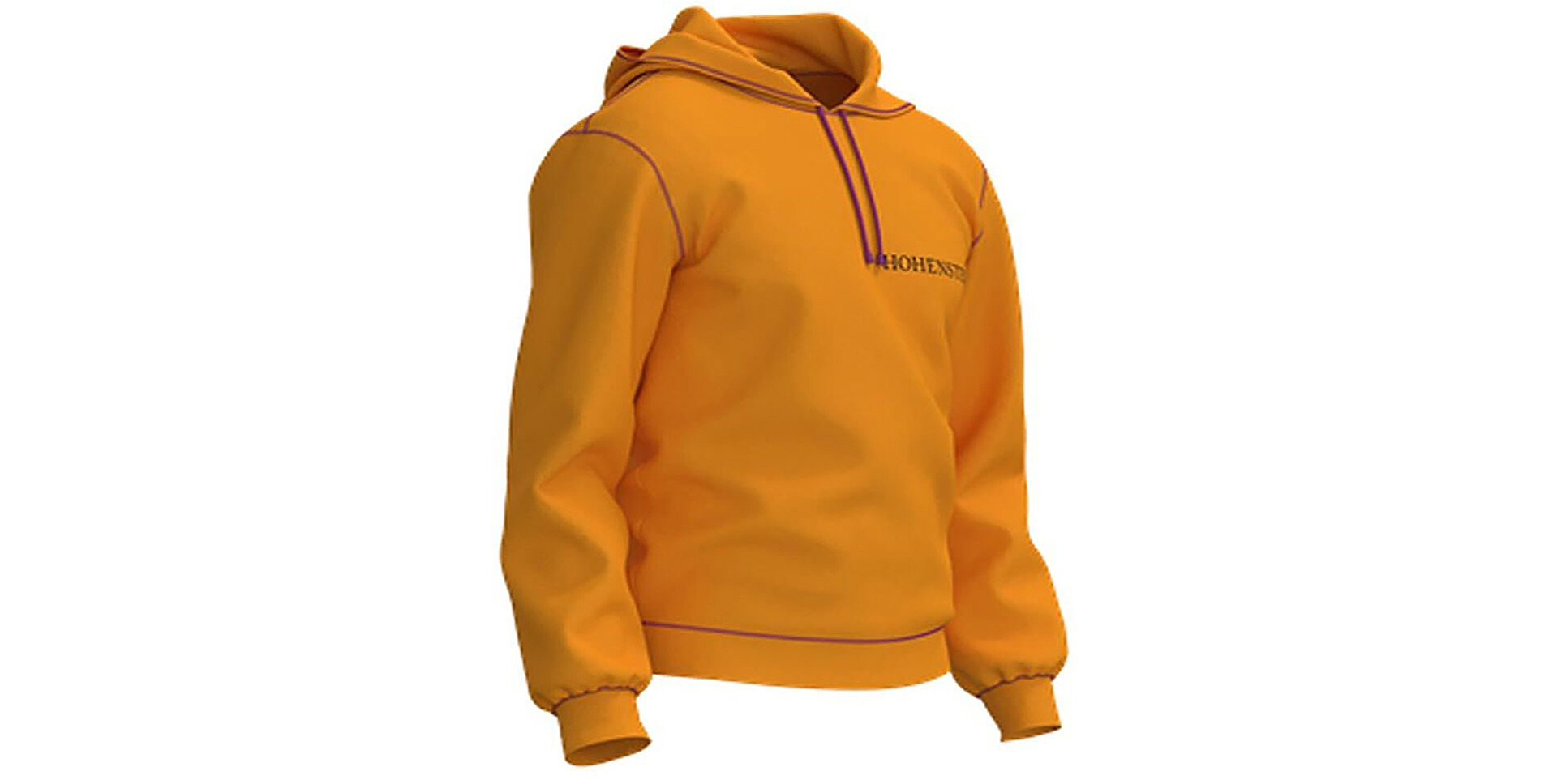 Prenda digital 3D - sudadera naranja con logo Hohenstein