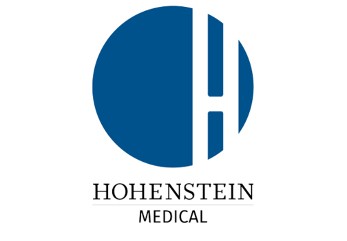 Logo Hohenstein Medical HOHENSTEIN MEDICAL, logotipo de punto azul con H blanca