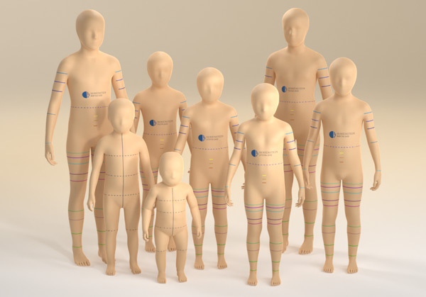 Bustos de ajuste Hohenstein (avatares) en 8 tallas infantiles