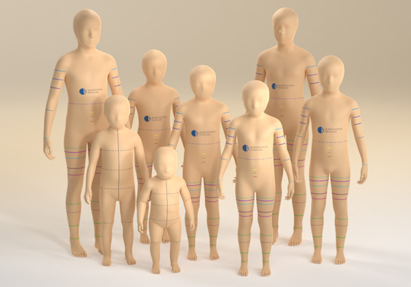 Bustos ajustados para ropa infantil modelo 3d Bustos de ajuste Hohenstein (avatares) en 8 tallas infantiles